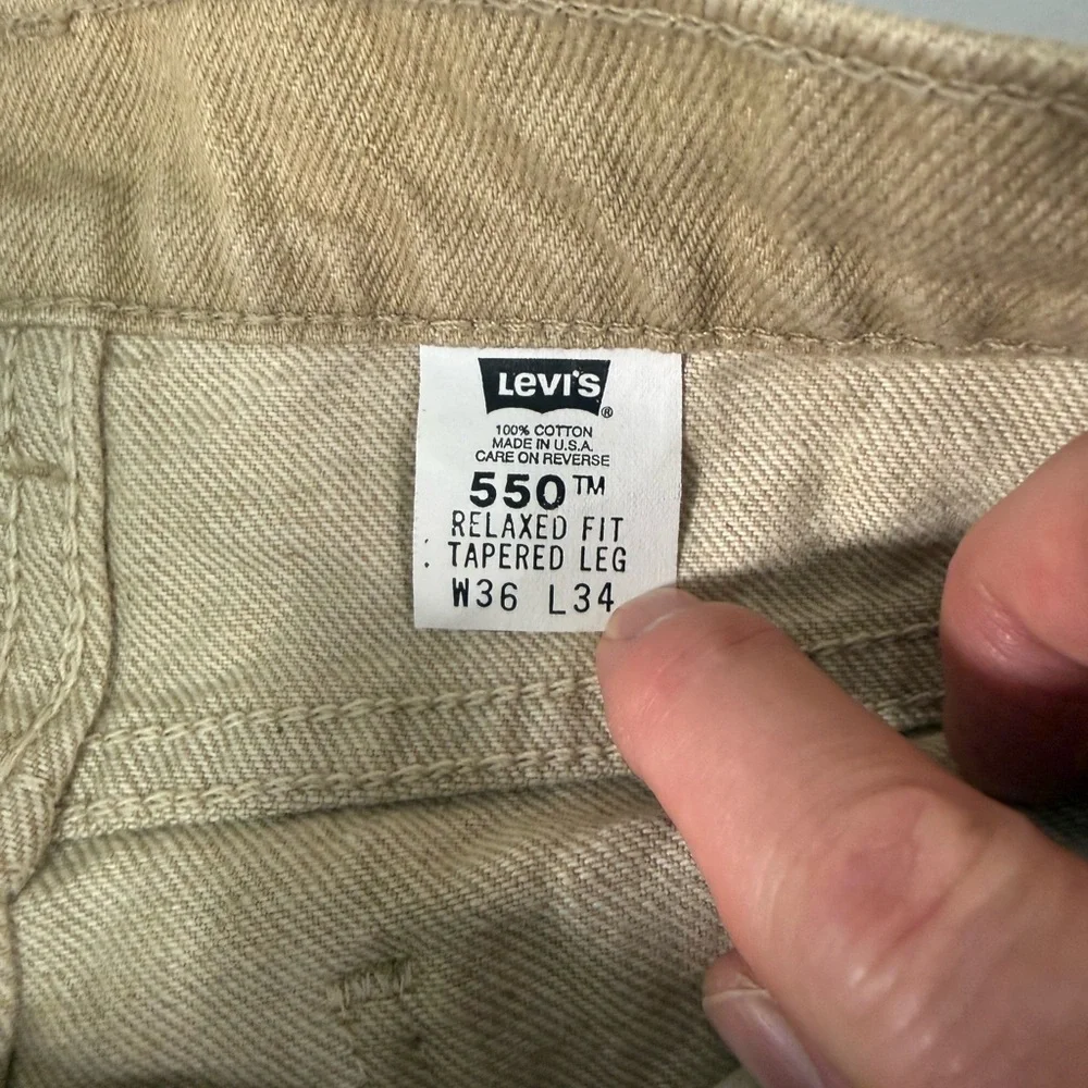 Vintage Levi’s‎ 550 Orange Tab USA Made Jeans 36x34 Fits 36x32 Beige 90s